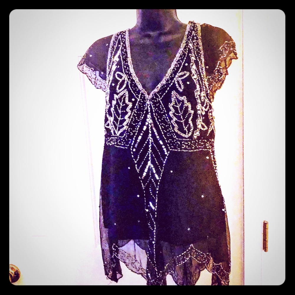 Scala Sequin Sheer Top - image 1